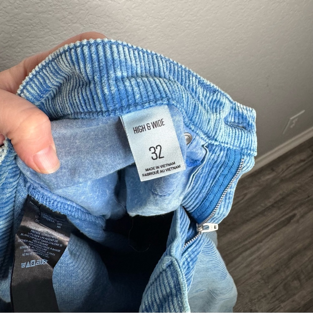 BDG Blue High Rise Wide Leg Corduroy Pants 32 - Picture 7 of 11